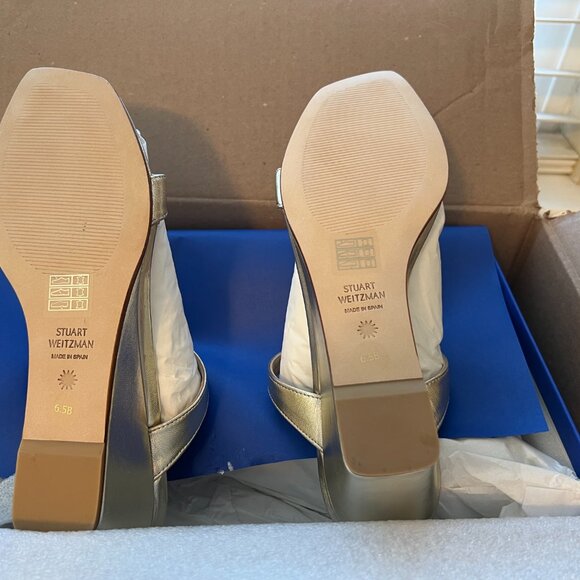 new Stuart Weitzman ALEENA 50 WEDGE, liquid metallic, Size 6.5 - Picture 5 of 8